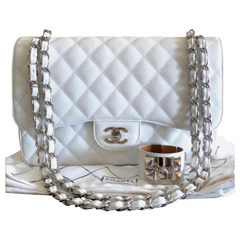 chanel classic jumbo white